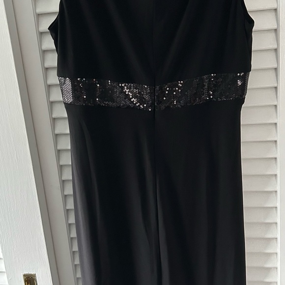 NWT CHAPS LITTLE BLACK DRESS WITH RHINESTONE WAIST SIZE L. Great for holidays! - Picture 8 of 10